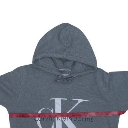 Calvin Klein Jeans Women's Grey Regular Fit Cotton Pullover Hoodie Size L