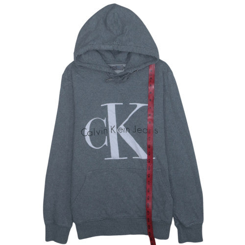 Calvin Klein Jeans Women's Grey Regular Fit Cotton Pullover Hoodie Size L