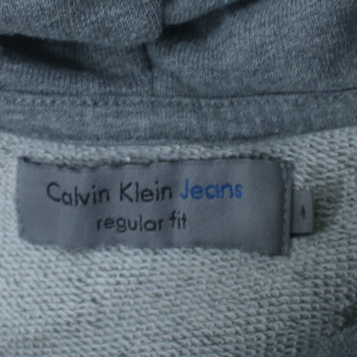 Calvin Klein Jeans Women's Grey Regular Fit Cotton Pullover Hoodie Size L
