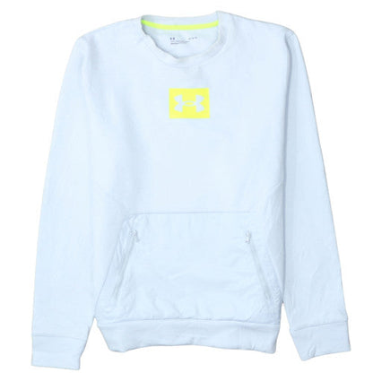 Under Armour Men's White Crew Neck Sweatshirt Large Logo Pullover