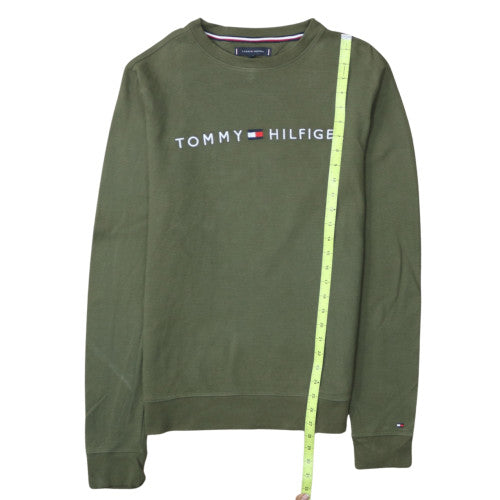 Tommy Hilfiger Men's Green Cotton Crew Neck Sweatshirt M