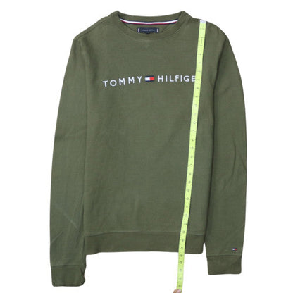 Tommy Hilfiger Men's Green Cotton Crew Neck Sweatshirt M
