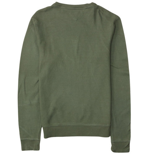 Tommy Hilfiger Men's Green Cotton Crew Neck Sweatshirt M