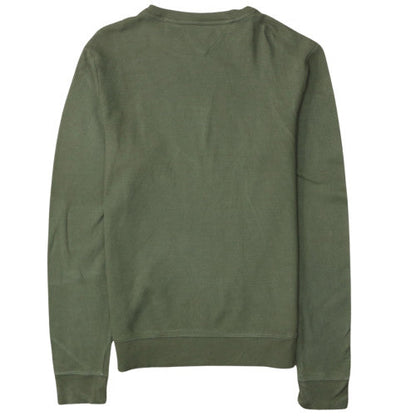 Tommy Hilfiger Men's Green Cotton Crew Neck Sweatshirt M