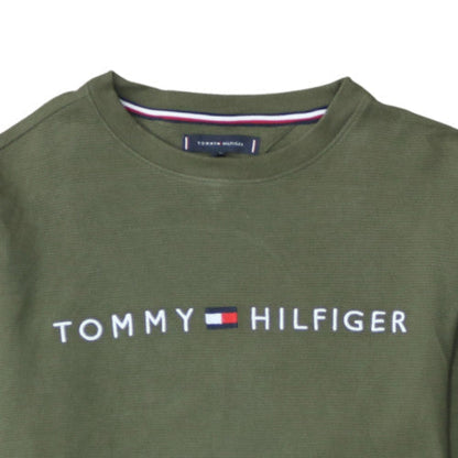 Tommy Hilfiger Men's Green Cotton Crew Neck Sweatshirt M