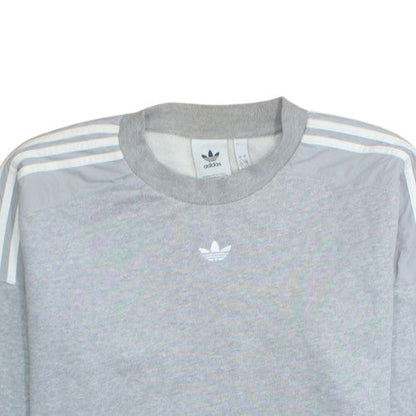 Adidas Mens Grey Crew Neck Sweatshirt L Classic Logo Pullover