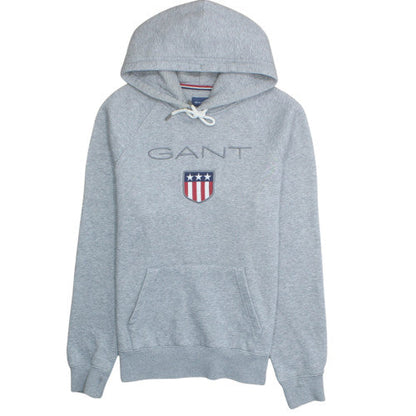 GANT Men's Grey Pullover Hoodie Medium USA Logo Sweatshirt