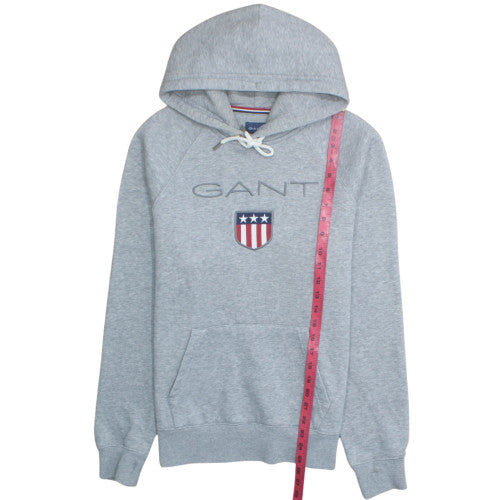 GANT Men's Grey Pullover Hoodie Medium USA Logo Sweatshirt