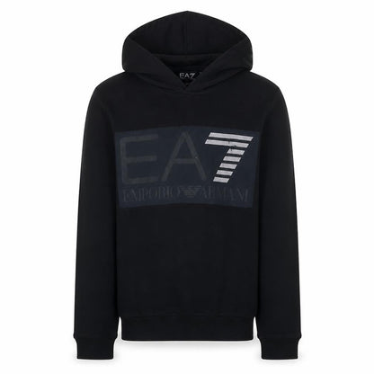 Emporio Armani EA7 Men's Black Hoodie Small Pullover Logo Cotton Blend