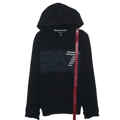 Emporio Armani EA7 Men's Black Hoodie Small Pullover Logo Cotton Blend