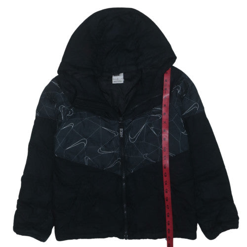 Nike Boys Black Puffer Jacket Hooded Mid-Length M (137-147 cm)