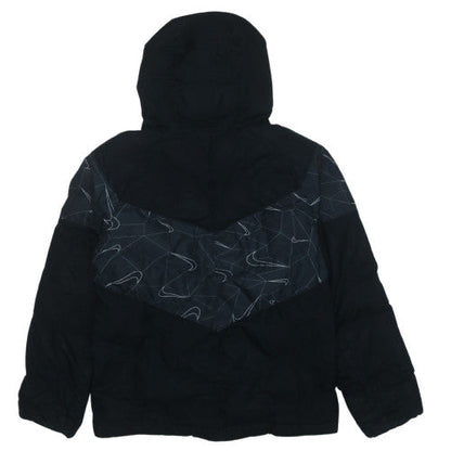 Nike Boys Black Puffer Jacket Hooded Mid-Length M (137-147 cm)