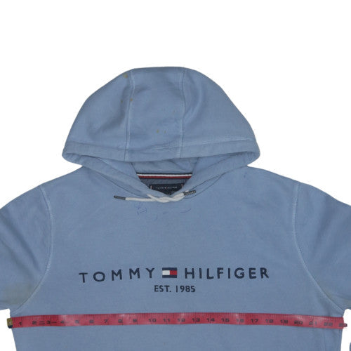 Tommy Hilfiger Men's Blue Pullover Hoodie L Cotton Blend Logo