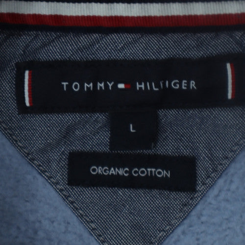 Tommy Hilfiger Men's Blue Pullover Hoodie L Cotton Blend Logo