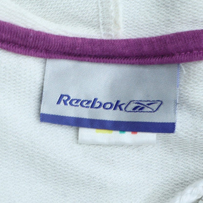 Reebok Womens White Full Zip Hoodie Size M Cotton Blend Sportswear