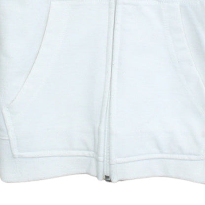 Reebok Womens White Full Zip Hoodie Size M Cotton Blend Sportswear