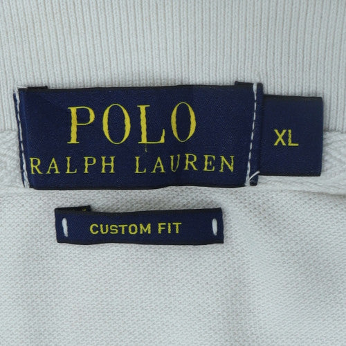 Ralph Lauren Men's White XL Polo Shirt Custom Fit Embroidered Sports
