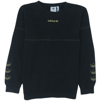 Adidas Womens Black Crew Neck Pullover Sweatshirt Size XL 70% Cotton