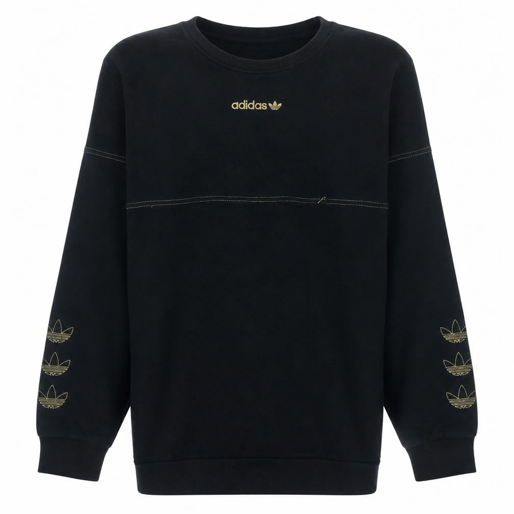 Adidas Womens Black Crew Neck Pullover Sweatshirt Size XL 70% Cotton