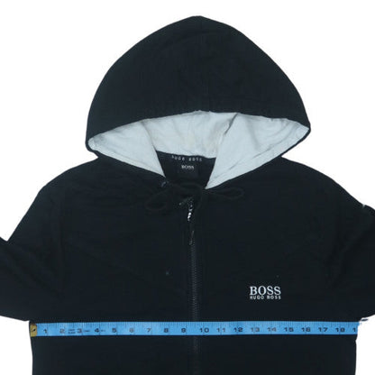 Hugo Boss Womens Black Full Zip Hoodie Size M with Drawstring Hood
