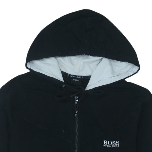 Hugo Boss Womens Black Full Zip Hoodie Size M with Drawstring Hood