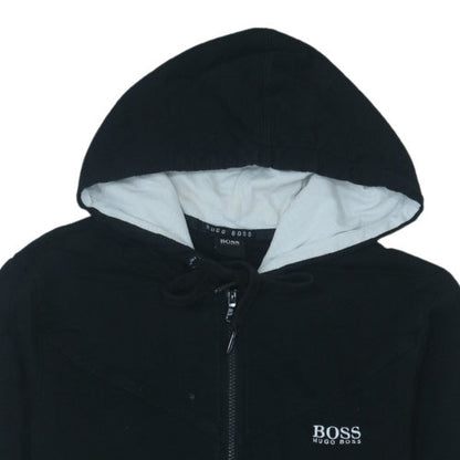 Hugo Boss Womens Black Full Zip Hoodie Size M with Drawstring Hood