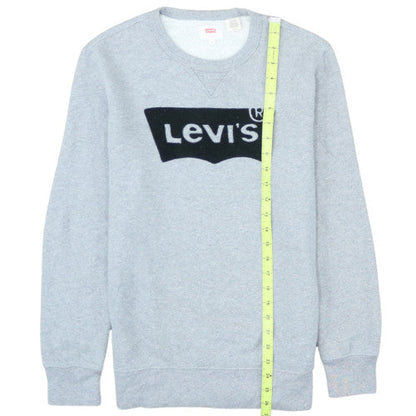 Levi's Women Grey Logo Crew Neck Pullover Sweatshirt Size S