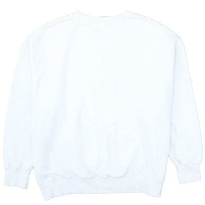Nike Womens White Blue Logo Crew Neck Pullover Sweatshirt XL