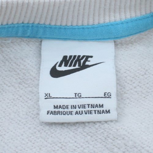Nike Womens White Blue Logo Crew Neck Pullover Sweatshirt XL
