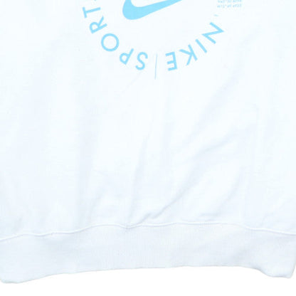 Nike Womens White Blue Logo Crew Neck Pullover Sweatshirt XL