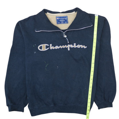 Champion Men's Blue 1/4 Zip Embroidered Logo Fleece Sweatshirt M