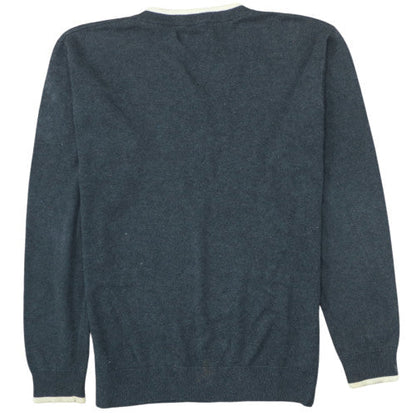 Fred Perry Men's Grey Wool V-Neck Jumper Size S Classic Knit