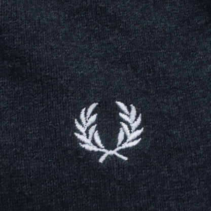 Fred Perry Men's Grey Wool V-Neck Jumper Size S Classic Knit