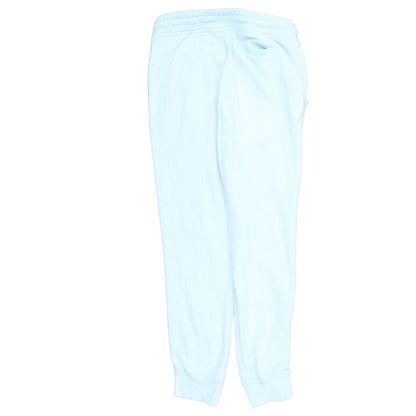 adidas Womens Blue Jogger Trousers Size 14 Logo Stripe Cuffed Track Pants