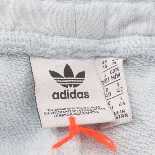 adidas Womens Blue Jogger Trousers Size 14 Logo Stripe Cuffed Track Pants