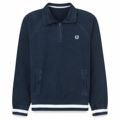 Fred Perry Men’s Blue 1/4 Zip Sweatshirt M Cotton Blend