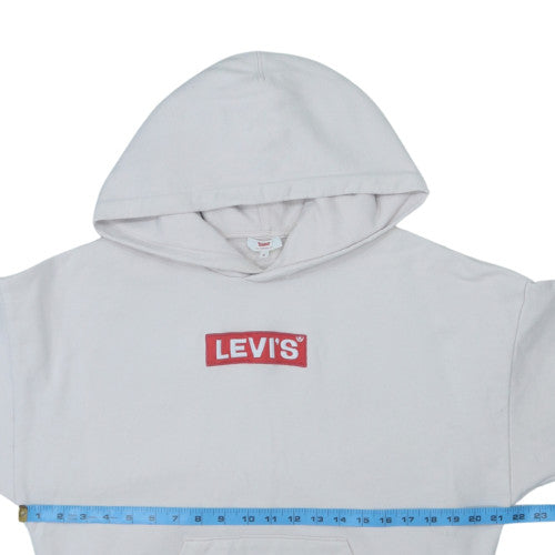 Levi's Women White Small Pullover Hoodie with Logo Front