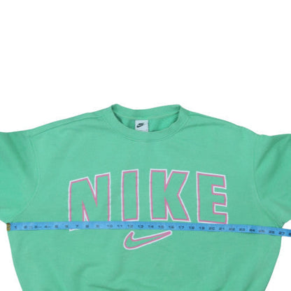 Nike Womens Green Small Pullover Sweatshirt Crew Neck Logo Print