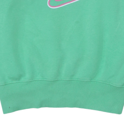 Nike Womens Green Small Pullover Sweatshirt Crew Neck Logo Print