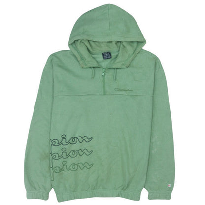 Champion Womens Green 1/4 Zip Hooded Pullover Sweatshirt Medium