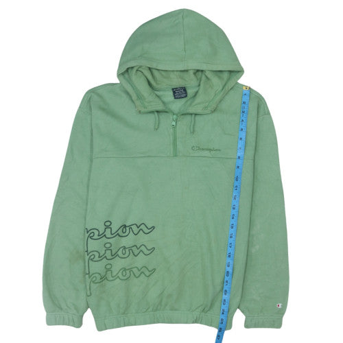 Champion Womens Green 1/4 Zip Hooded Pullover Sweatshirt Medium