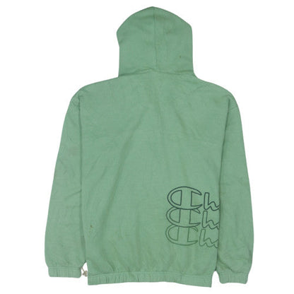 Champion Womens Green 1/4 Zip Hooded Pullover Sweatshirt Medium