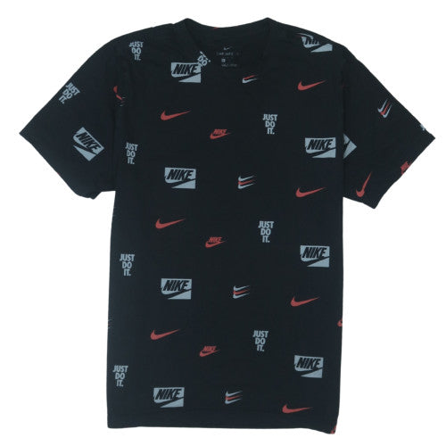 Nike Men's Black Graphic Print Logo Crew Neck T-Shirt Size M