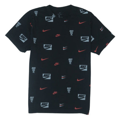 Nike Men's Black Graphic Print Logo Crew Neck T-Shirt Size M