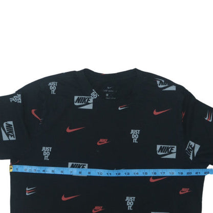 Nike Men's Black Graphic Print Logo Crew Neck T-Shirt Size M