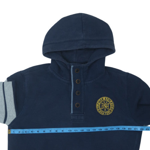 Tommy Hilfiger Men's Blue Henley Hoodie Size M Fleece Sweatshirt