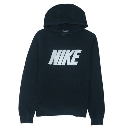 Nike Women Black Pullover Hoodie Medium Logo Front Cotton Blend