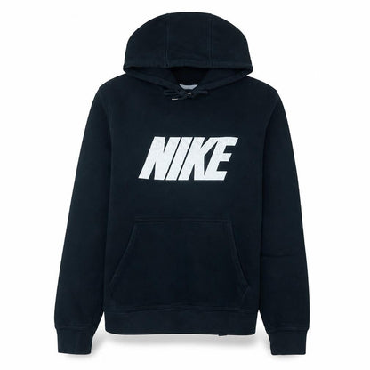 Nike Women Black Pullover Hoodie Medium Logo Front Cotton Blend