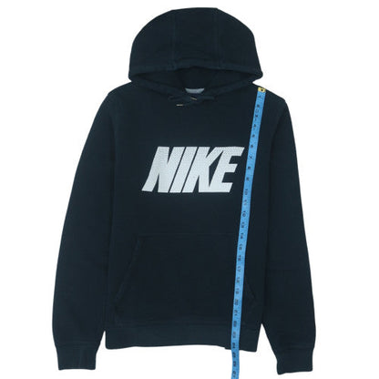 Nike Women Black Pullover Hoodie Medium Logo Front Cotton Blend
