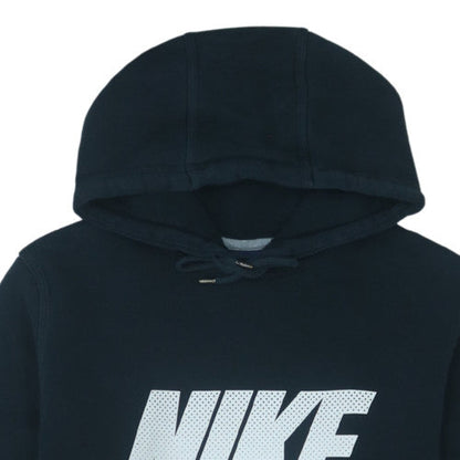 Nike Women Black Pullover Hoodie Medium Logo Front Cotton Blend